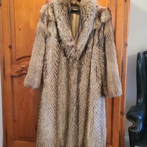 Raccoon full length fur coat